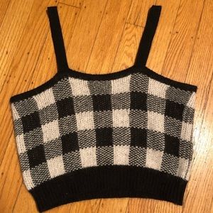 For Love and Lemons KNITZ plaid crop